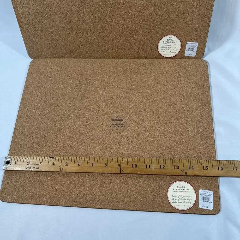 Pottery Barn Winter Village Set of 2 Christmas Placemats Cork Mat Hard Boards